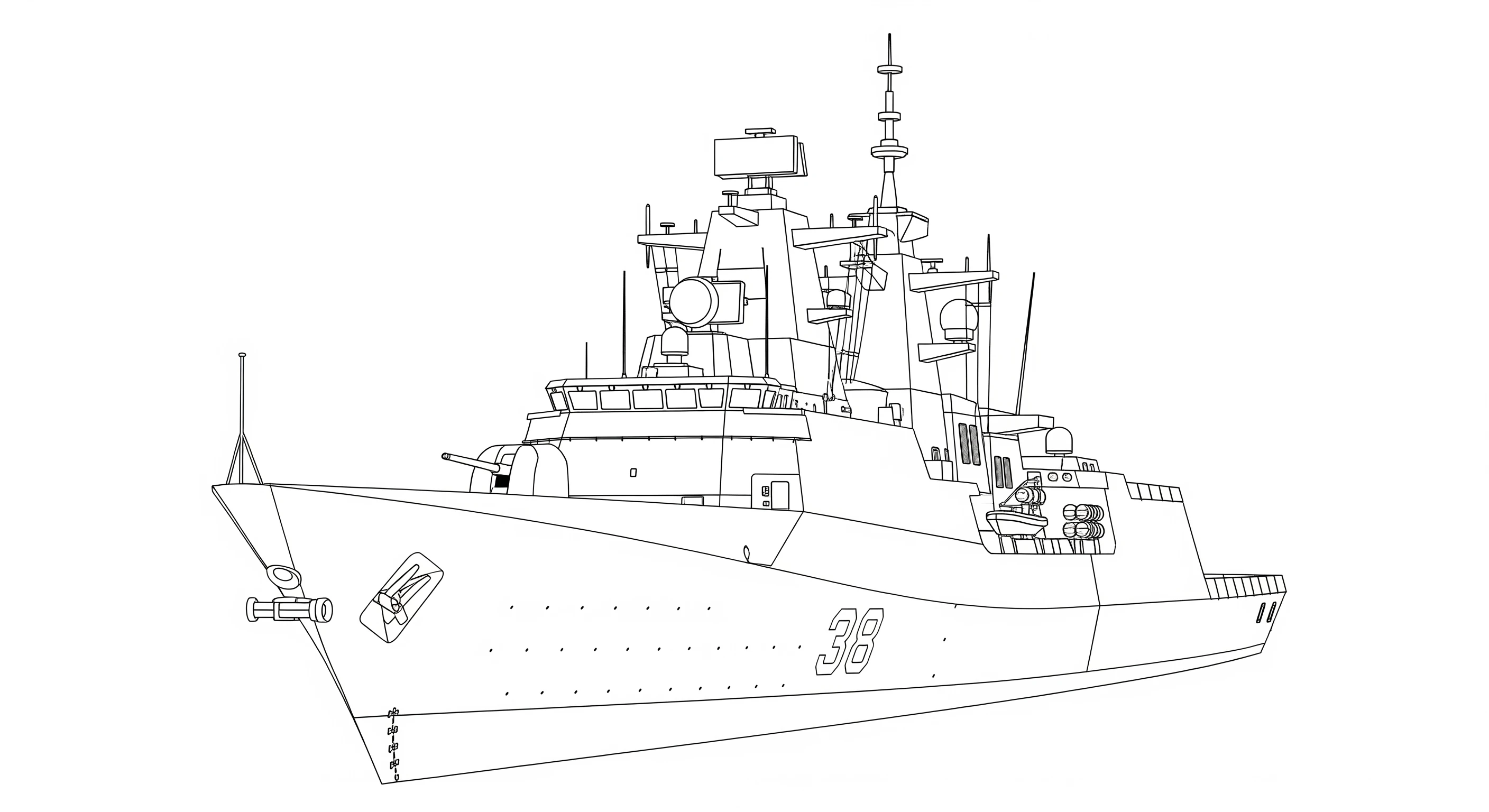 Line illustration of a naval platform