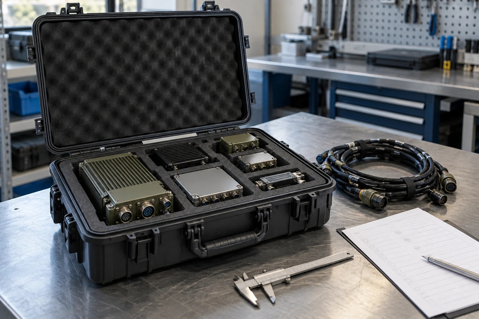 Organized service case, replacement modules, wiring harness and maintenance tools